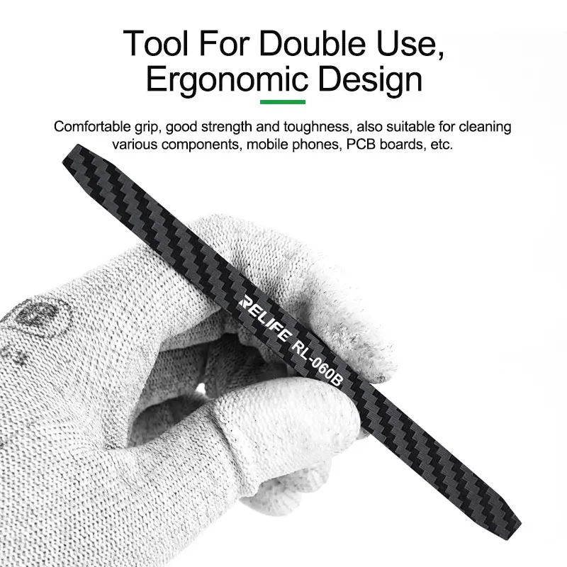 RELIFE RL-060B Anti-static Carbon Fiber Non-magnetic Disassembly Crowbar for Mobile Phone Repair Disassembly Crowbar Repair Tool