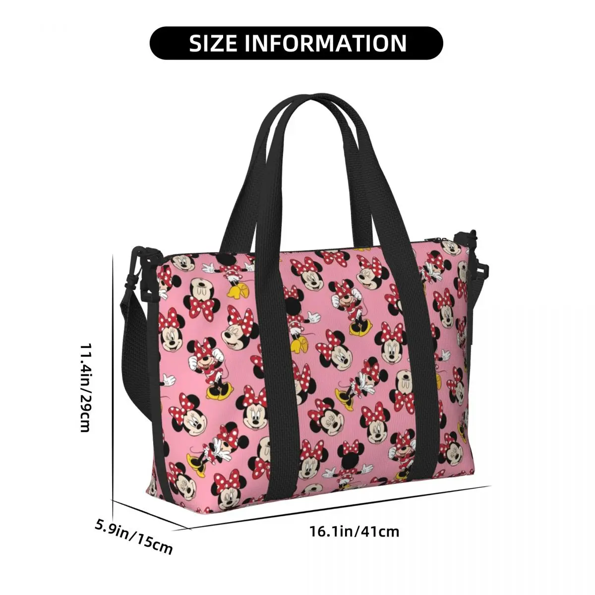 Custom Mickey Mouse Anime Cartoon Tote Bag for Women Big Capacity Beach Gym Travel Bags