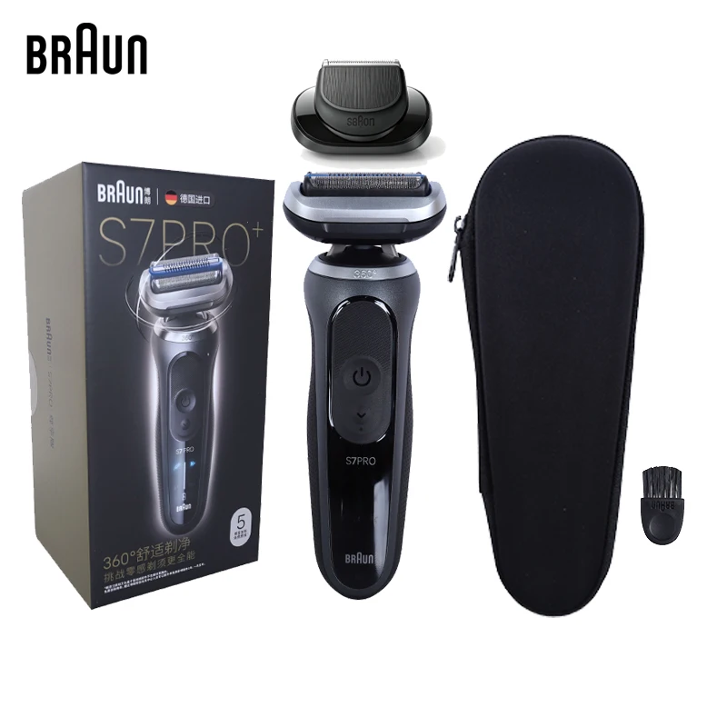Braun Series 7 Pro+ SkinAir Shaver 3 Smart Modes Turbo Gentle Auto 4D Suspension Head 60Min Runtime Wet Dry Trimmer Travel Case