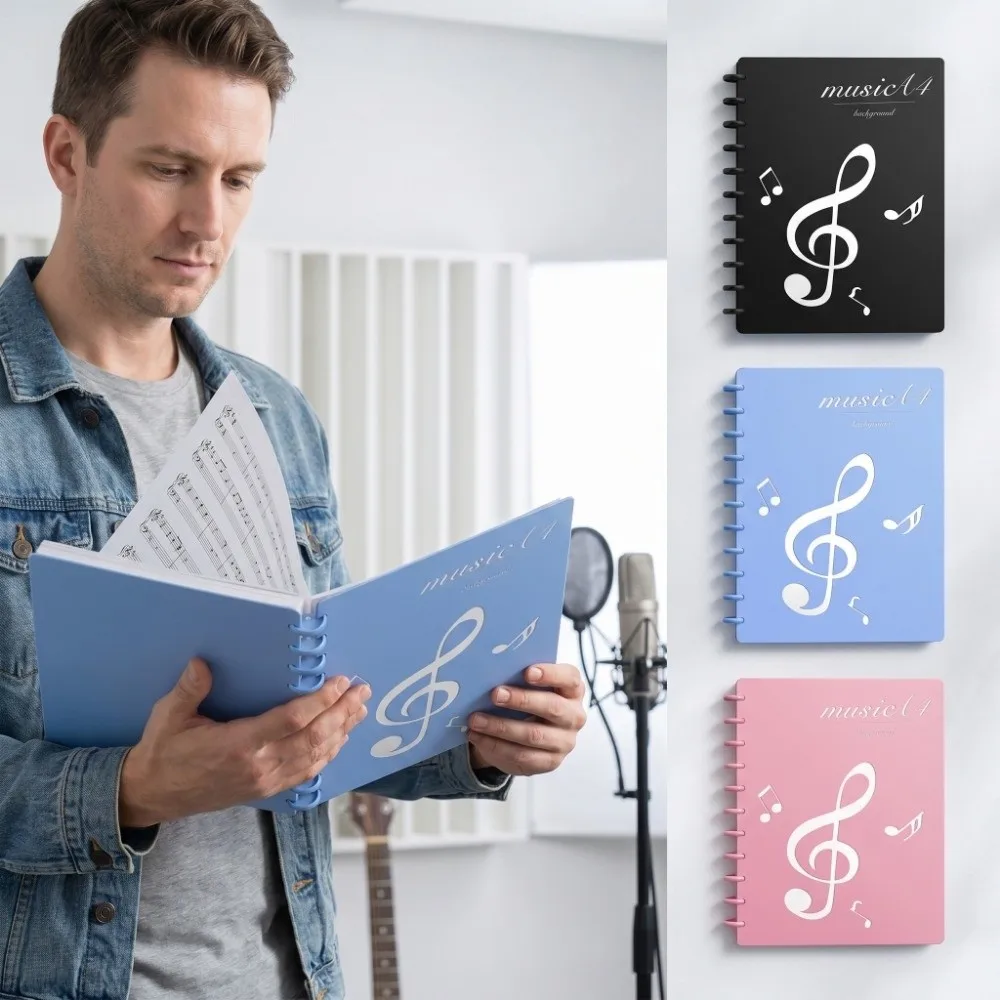

A4 Music Score Folder Flexible Portable Music Binder Lays Flat Detachable Piano Score Storage Holder Document Organizer