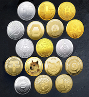 Bitcoin BTC ETH ADA XLM SHIB DOGE XRP SOL DOT LINK LTC UNI Coin Physical Metal Crypto Currency Coin Collection with Plastic Case