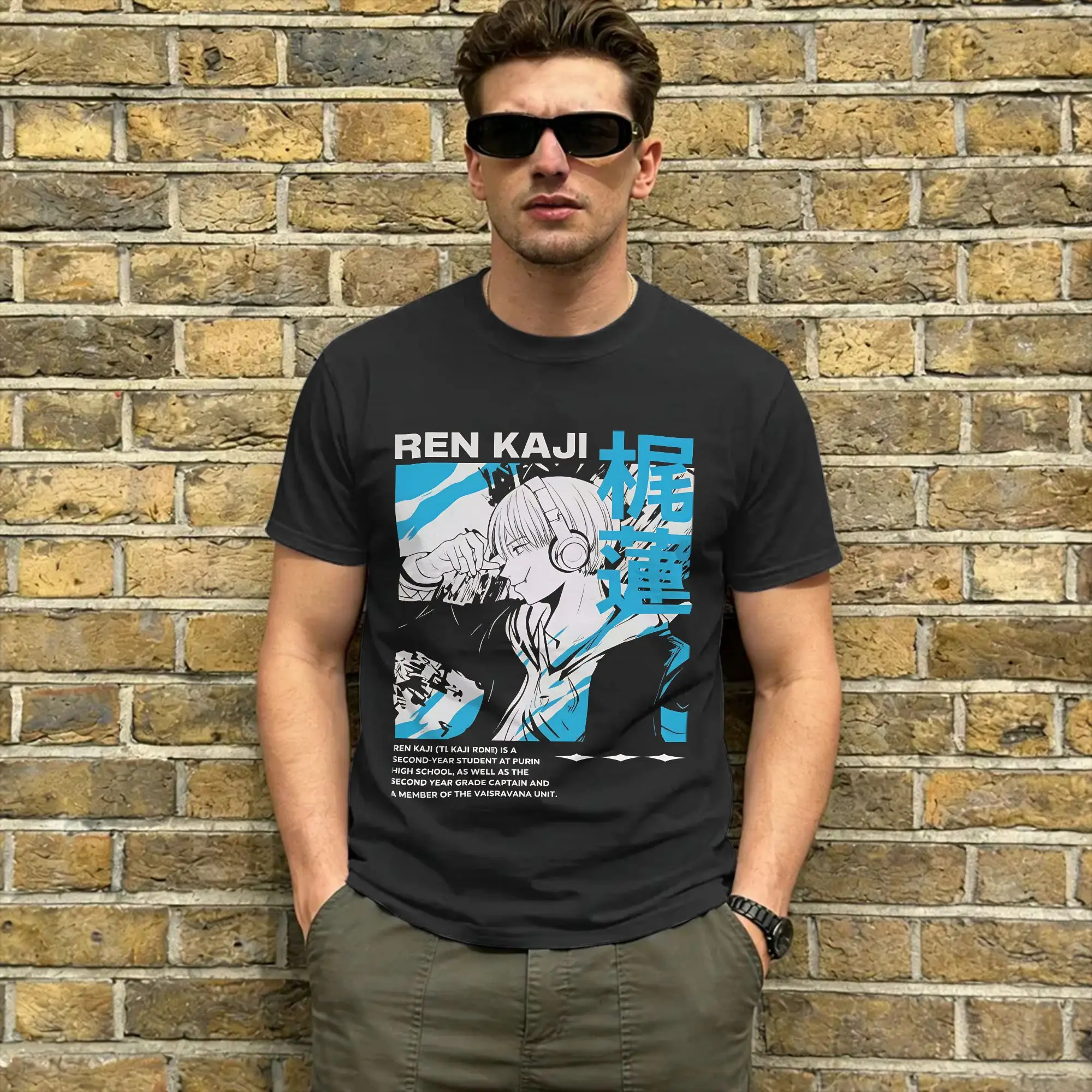 Ren Kaji T-Shirt Summer Wind Breaker Cotton T Shirts For Man Harajuku Pattern Tshirt Short Sleeve Street Style Tees