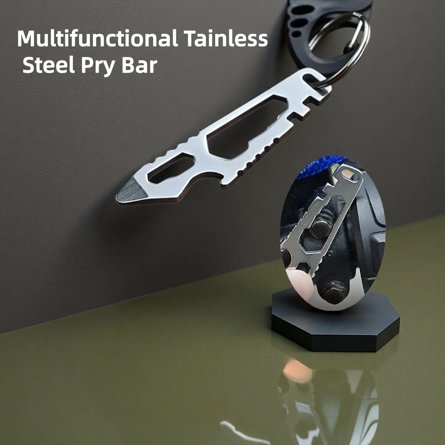 

Mini Multifunctional Tainless Steel Pry Bar,EDC Hex Wrench, Bottle Opener, Portable Outdoor Bicycle Repair Tool
