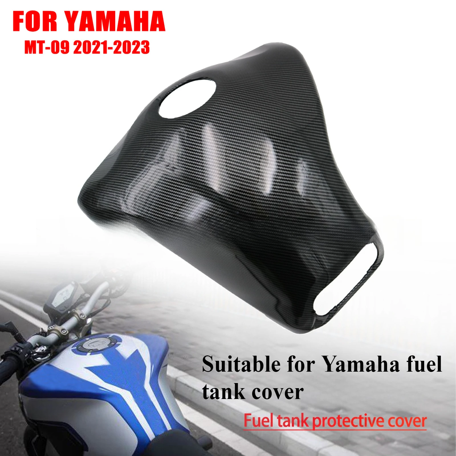 

For Yamaha MT-09 2021-2023 Carbon Fiber Texture Air Reservoir Outer Cover Fuel Tank Fairing Bodywork Trim Modified Protective