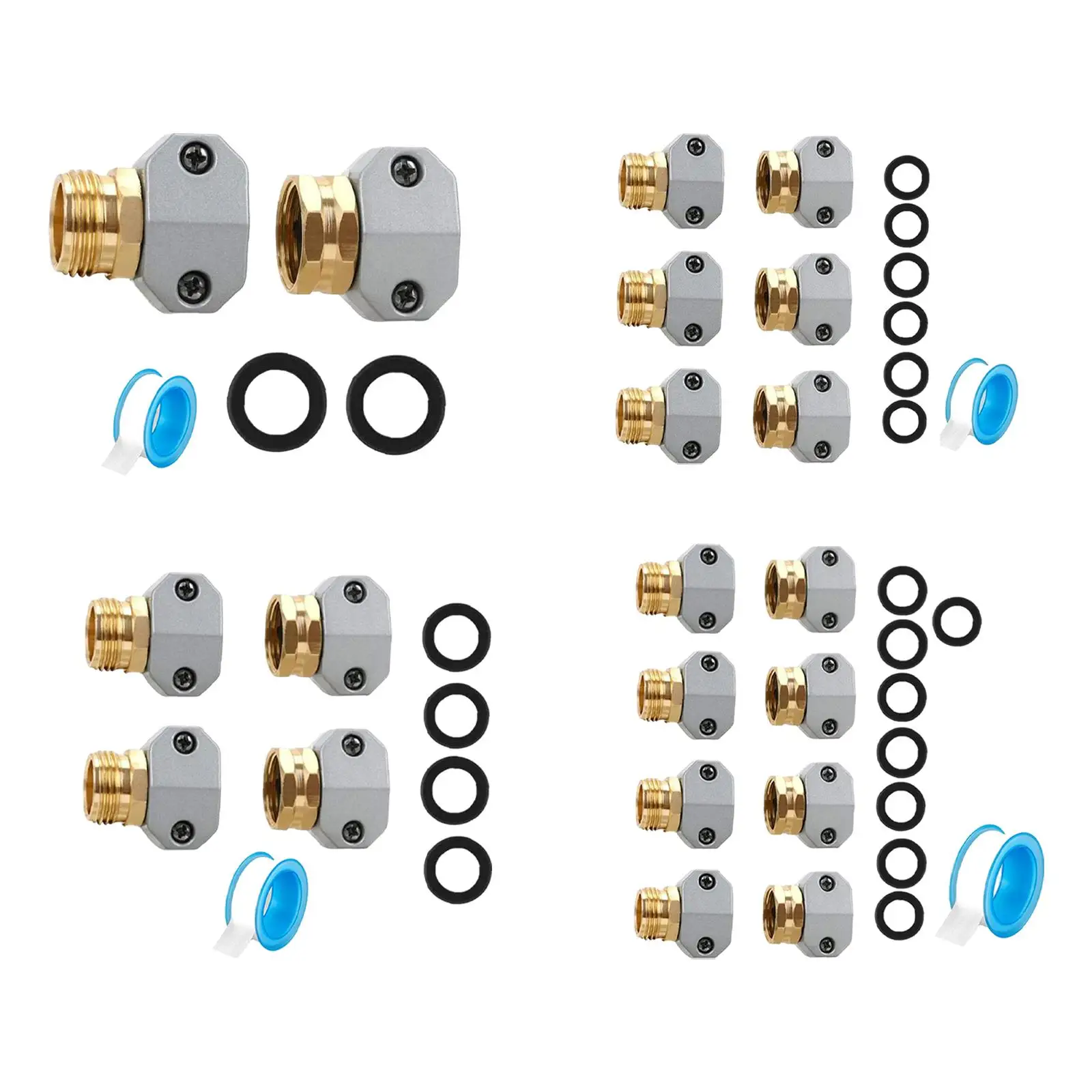 Mangueira End Repair Connectors Set, braçadeiras de liga de zinco, Heavy Duty, Alumínio, Jardim Mangueira End, Mender, Feminino e Masculino