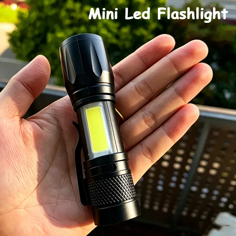 Mini-LED-Taschenlampe COB+XPE, tragbare Taschenlampe, USB-Aufladung, Camping-Laterne, zoombares Fokuslicht, taktische Taschenlampe mit Stiftclip