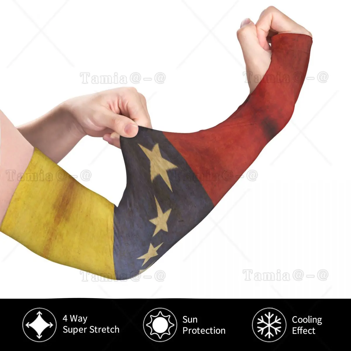 ปลอกแขนกีฬา Sun UV Protection Venezuela Grunge Flag Hand Cover Cooling วิ่งตกปลาขี่จักรยานแขน