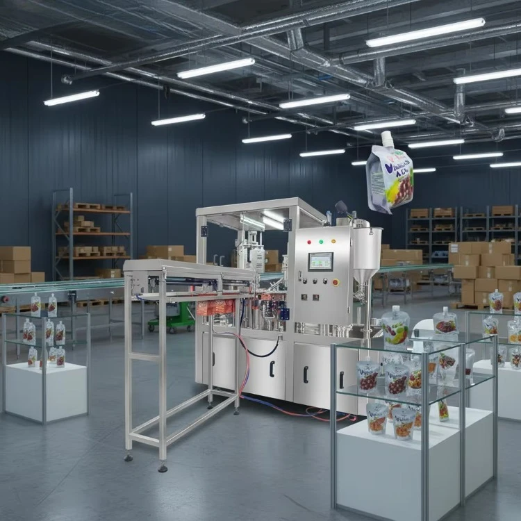 New Arrival Food Packaging Bag Biodegradable Bags With Spout Filling Capping Machines for Stand up Spout Bag
