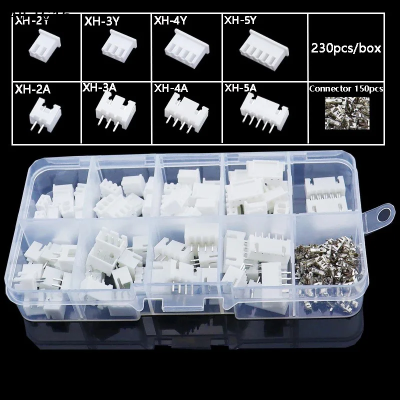 【TG16】230Pcs/Box XH2.54 PH2.0 2p 3p 4p 5 Pin 2.54mm 2.0mm Pitch Terminal Kit Housing Pin Header JST Connector Wire Adaptor