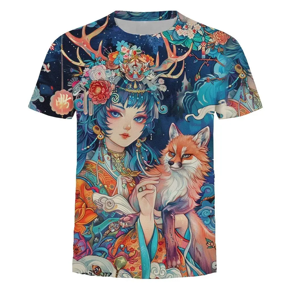 

2025 Summer Wasteland Wind Forest Pattern Series 3D Printed Short-sleeved Top Handsome Personalized Casual T-shirt