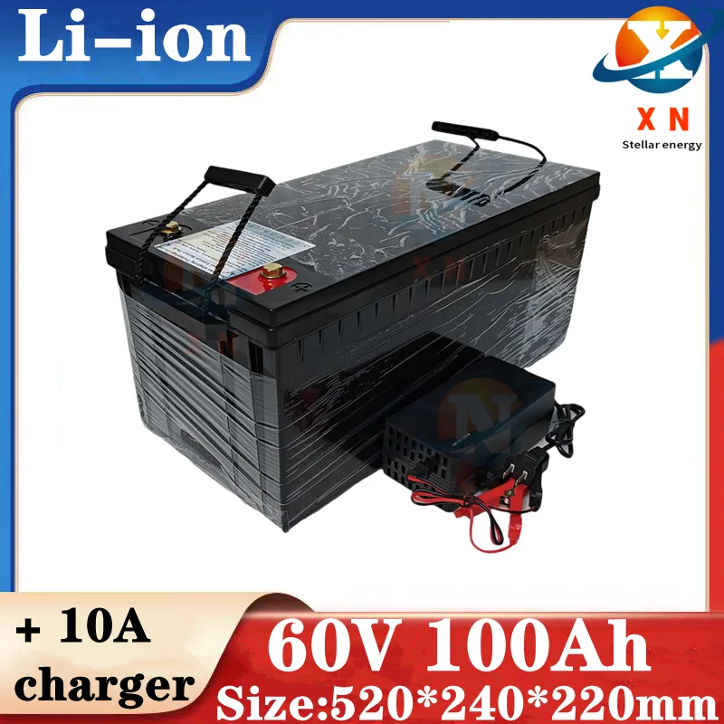 60V 80Ah 100AH li-ion Lithium Replace battery Solar System backup power Hybrid Electrical Vehicle golf cart + 10A charger