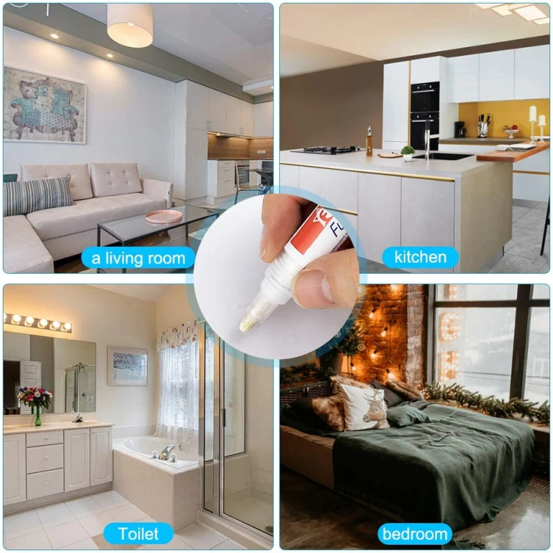 علامة جص البلاط المقاومة للماء ، قلم التماس الجدار ، إصلاح التماس إزالة التلوث ، أبيض ، 10 ألوان اختيارية ، مناسبة للبلاط والأرضيات والحمام