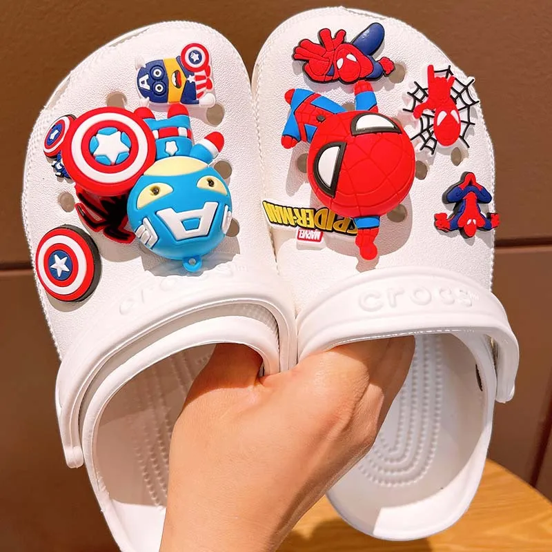 Spiderman Shoe Charms Buckle Diy Anime Shoe Flower Set Pvc Shoe Decoration Cartoon Slippers Accessories Birthday Holiday Gift