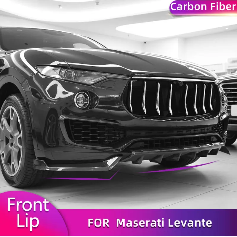 Carbon Fiber Front Bumper Lip With Splitters for Maserati Levante Sport Utility 4-Door 2016 2017 Car Front Lip Spoiler Body Kit