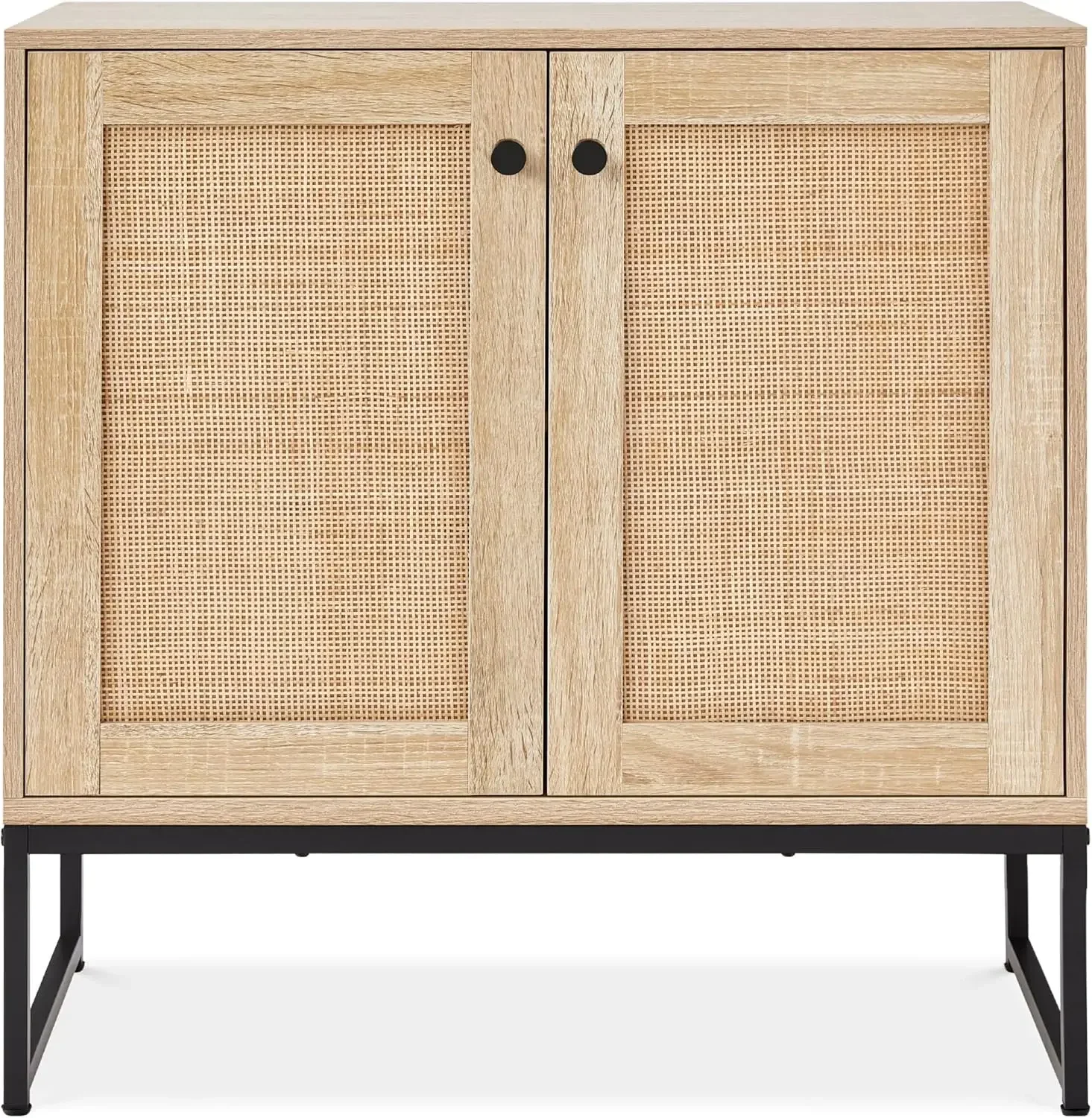 2-Door Rattan Storage Cabinet, Accent Furniture, Multifunctional Cupboard for Living Room, Hallway, Kitchen, Sideboard, Buffet