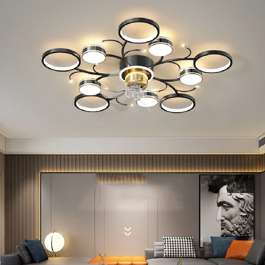

Nordic bedroom decor led lights for room Ceiling fan light lamp living room dining room Ceiling fans with lights remote control