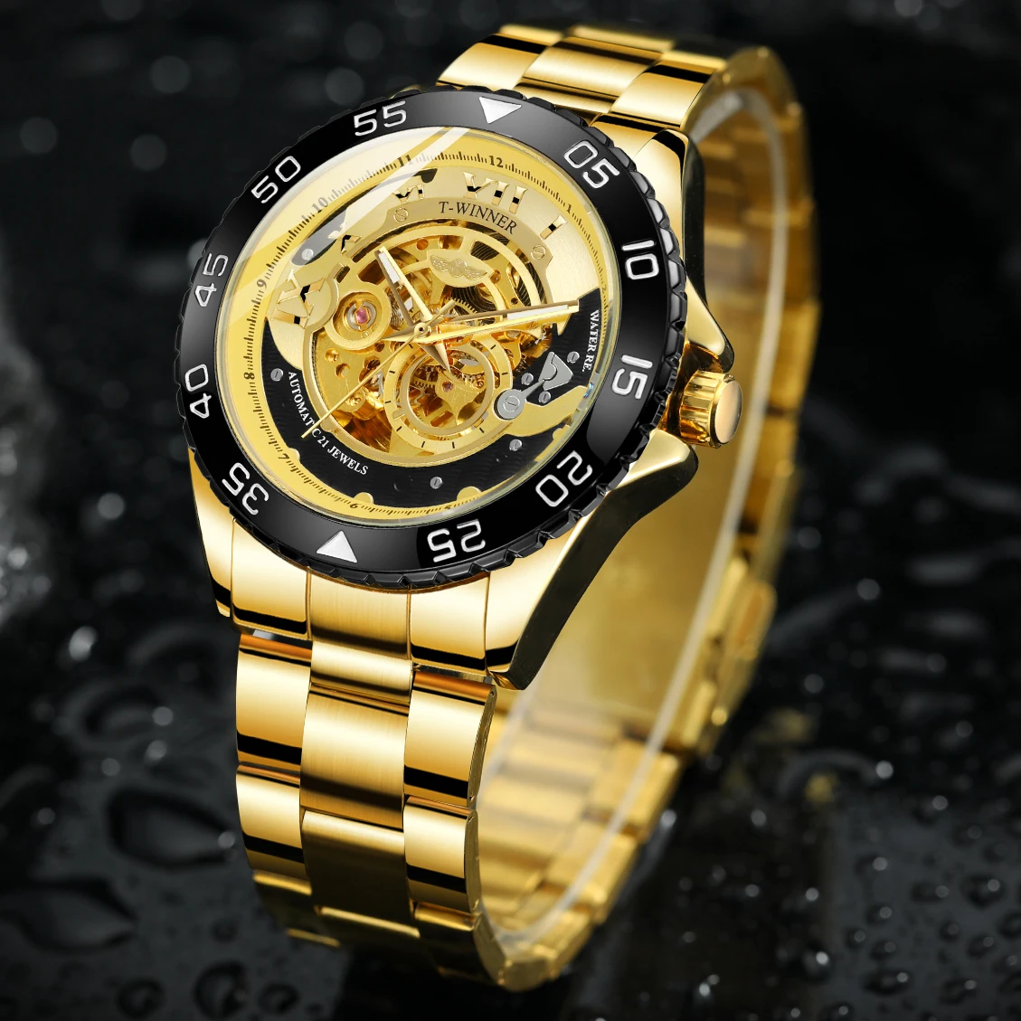 

2024 Winner Brand Mens Watches Mechanical Full Steel Skeleton Shock Resistant Self-winding Man Automatic Watch Relogio Masculino