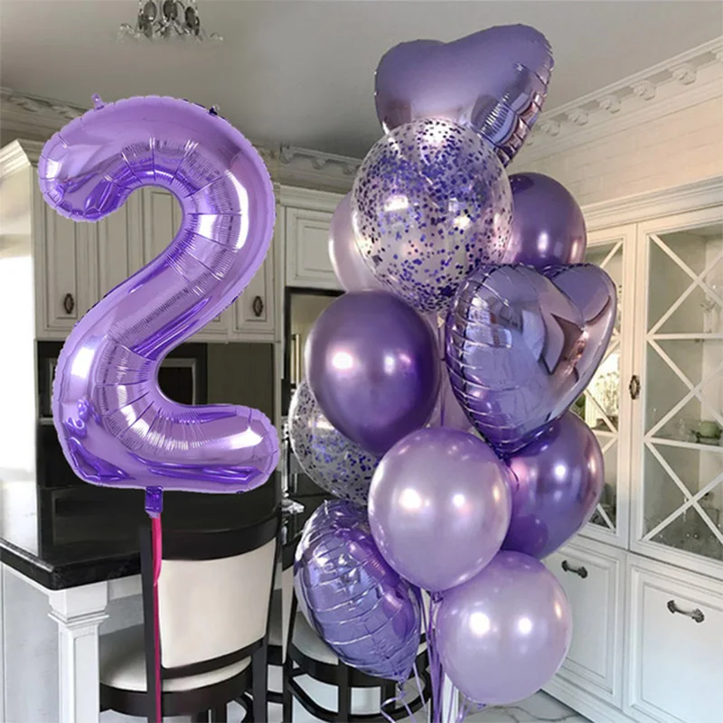 40\'\' Gaint Purple Foil Number Balloons Latex Happy Birthday Party Decor Ballon Adult/Kid Baby Shower/Wedding Decoration Supplies