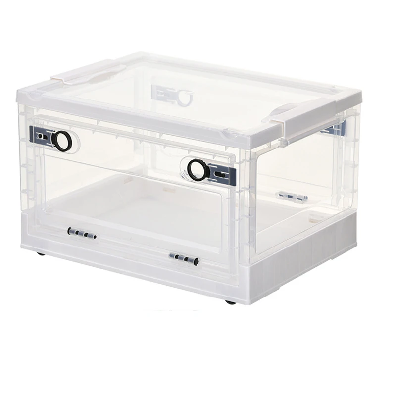 1pc Open Storage Box, Transparent Foldable Storage Box, Home Wardrobe, Clothing Sorting Box, Large Capacity Storage Box