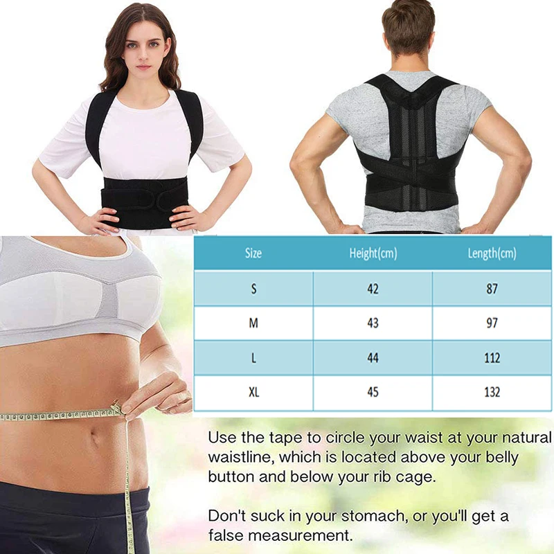 Back Posture Corrector Clavicle Support Adjustable Back Trainer Lumbar Column Back Brace for Women and Men Spine Correction Belt