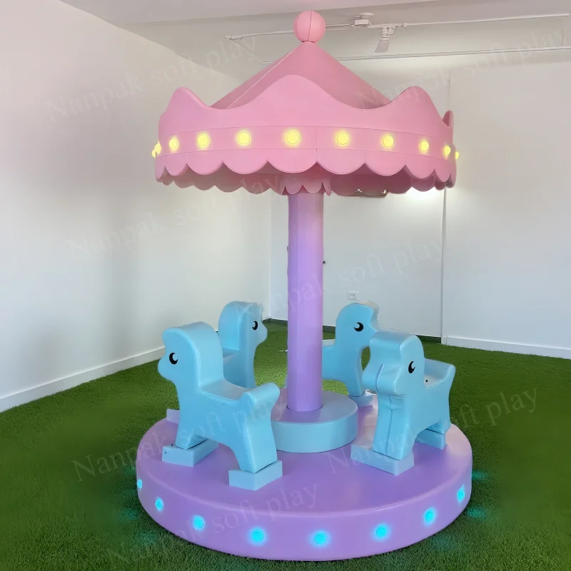 

Волшебная пастельная игровая площадка для помещений: детская вращающаяся карусель с подсветкой, мягкий игровой комплекс для аренды на вечеринки, в кафе, торговых центрах