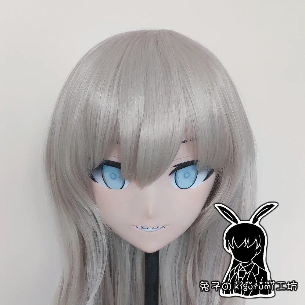 (R-Mask 03) Full Head Female Resin Cosplay Anime Arknights Lappland Kigurumi Mask BJD Crossdresser Doll Transgender Mask