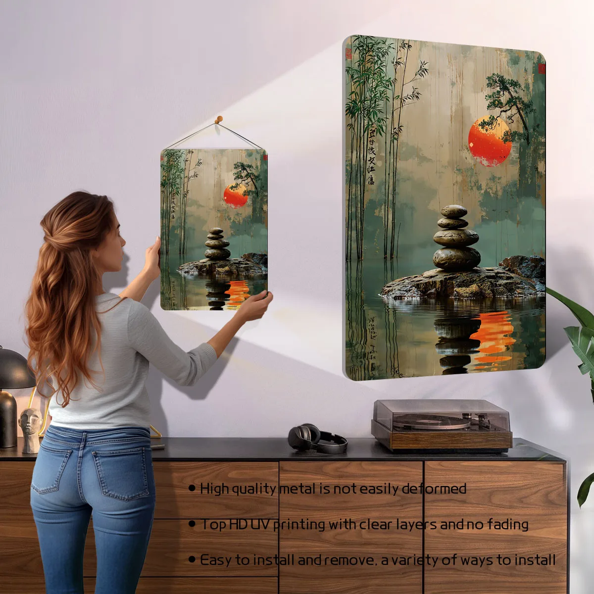 زن حديقة غروب الشمس طباعة ملصق معدني الديكور في ديكورات المنزل علامات القصدير المعدنية المخصصة لديكور الحائط بار القهوة