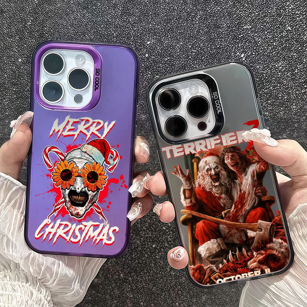 

Movie T-Terrifier Horror Clown Phone Case For IPhone 12 11 13 14 15 16 17Max Pro Plus Mini Protective IMD Color Cover
