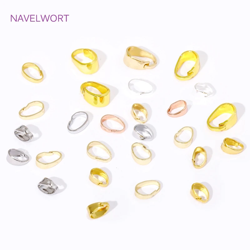 14K/18K Gold Plated Brass Pendants Pinch Bail Clips,Melon Seeds Charm Clasps Connector,For DIY Nacklace Jewelry Making Findings image 3