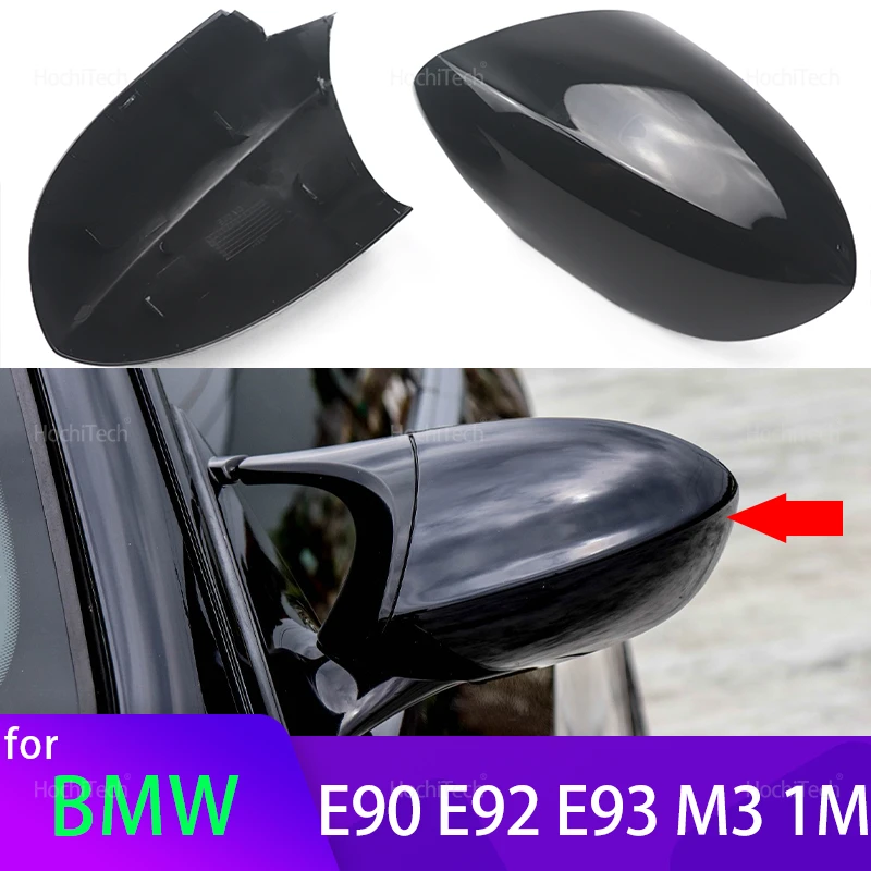 Für BMW E90 E92 E93 M3 1M Hohe Qualität Glänzend Schwarz Rück Außen Seite Spiegel Abdeckung Kappen Shell Ersatz