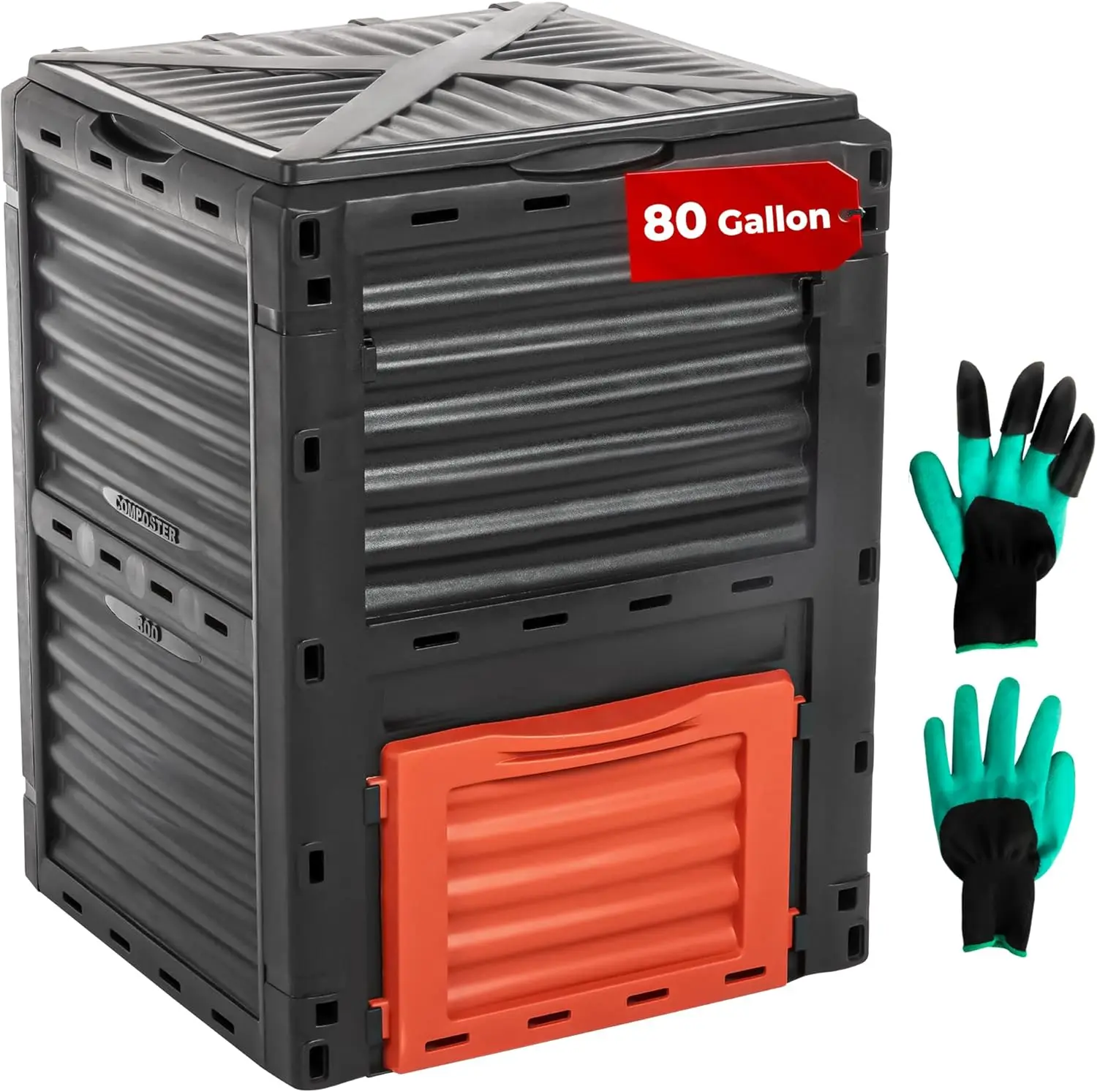 

80-Gallon Outdoor Compost Bin with Large Capacity, Easy Assembly & Quick Composting, Space-Saving Garden Composter