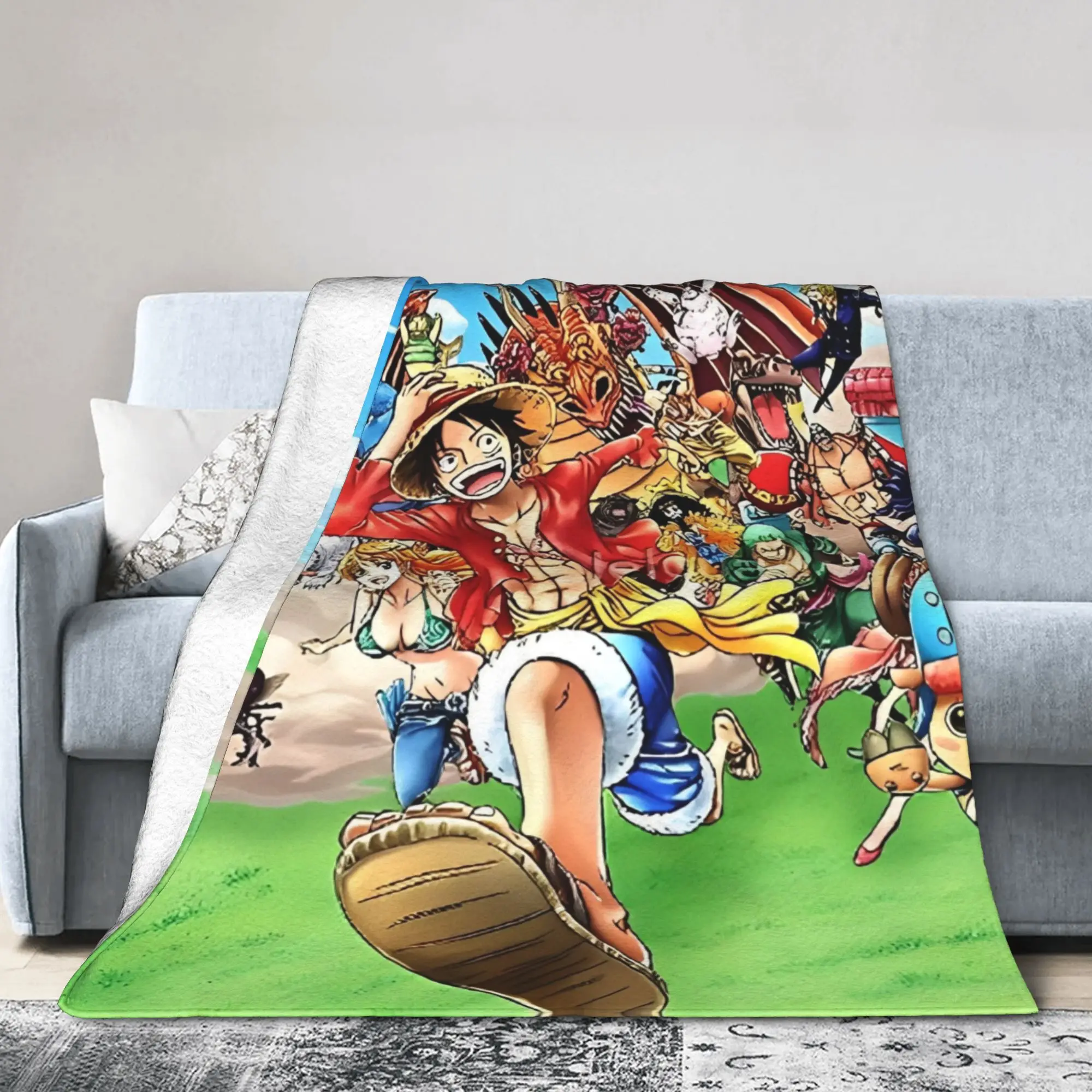 

Полные персонажи! Нечеткие одеяла Луффи, аниме, индивидуальные пледы для дивана, постельные принадлежности, коврик для отдыха,