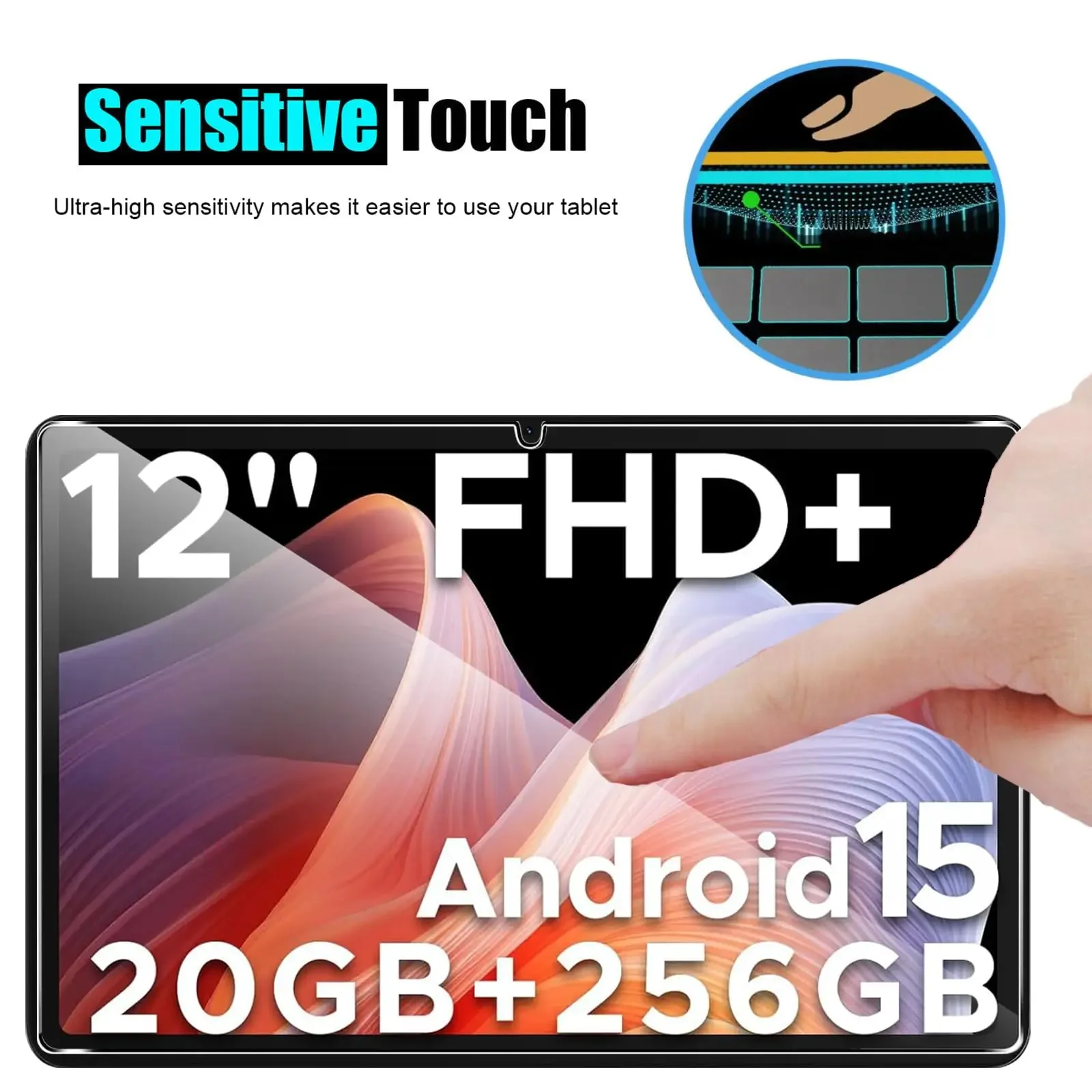 2Pcs For Doogee T36 (12 inch) 2025 Screen Protector, 9H Tempered Glass Film, Anti Fingerprints,No Bubbles Anti-Scratch