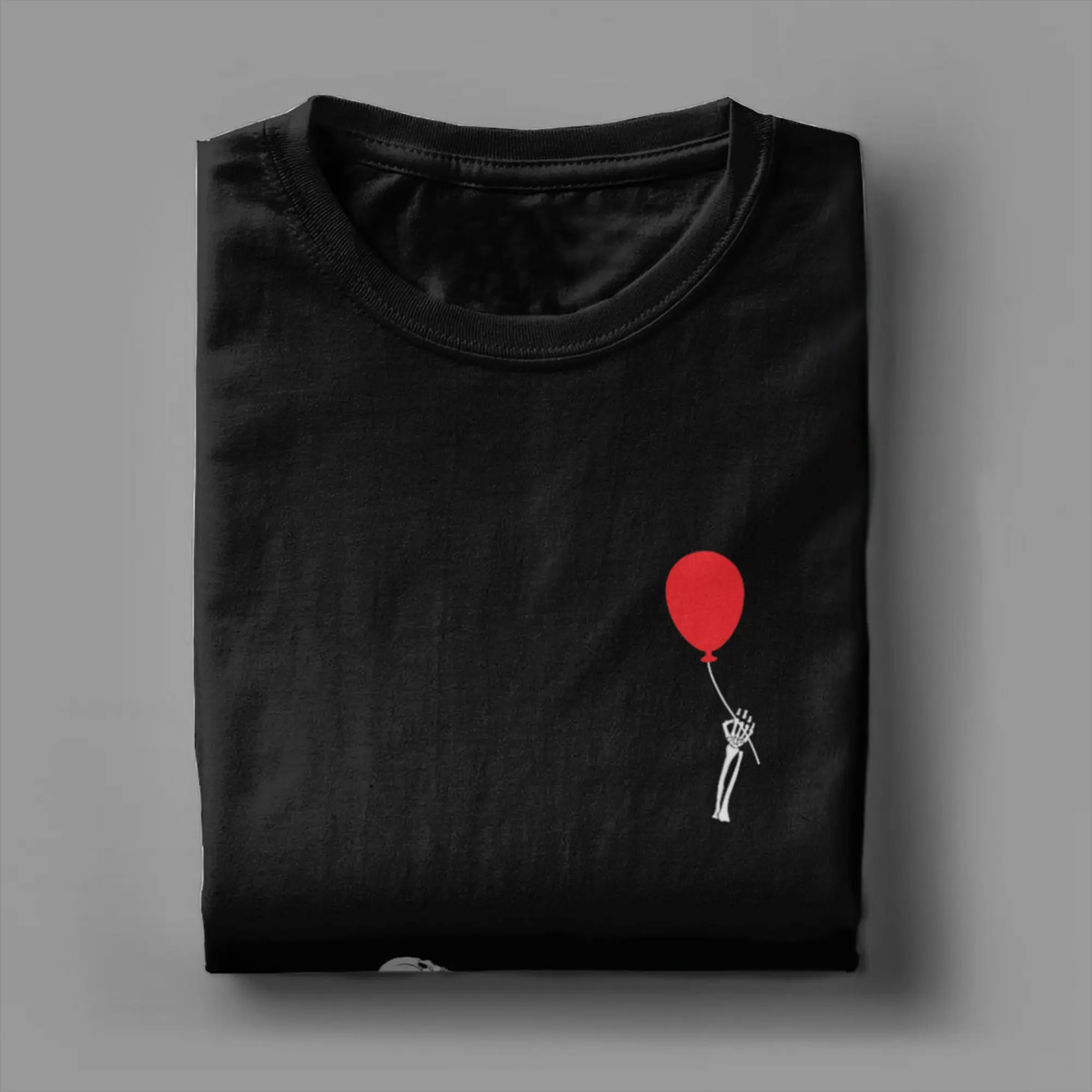 Skelett mit Ballon, lustige künstlerische T-Shirts für Männer, lustiges Baumwoll-T-Shirt, Rundhals-Kurzarm-T-Shirts, bedruckte Kleidung – Detail 4