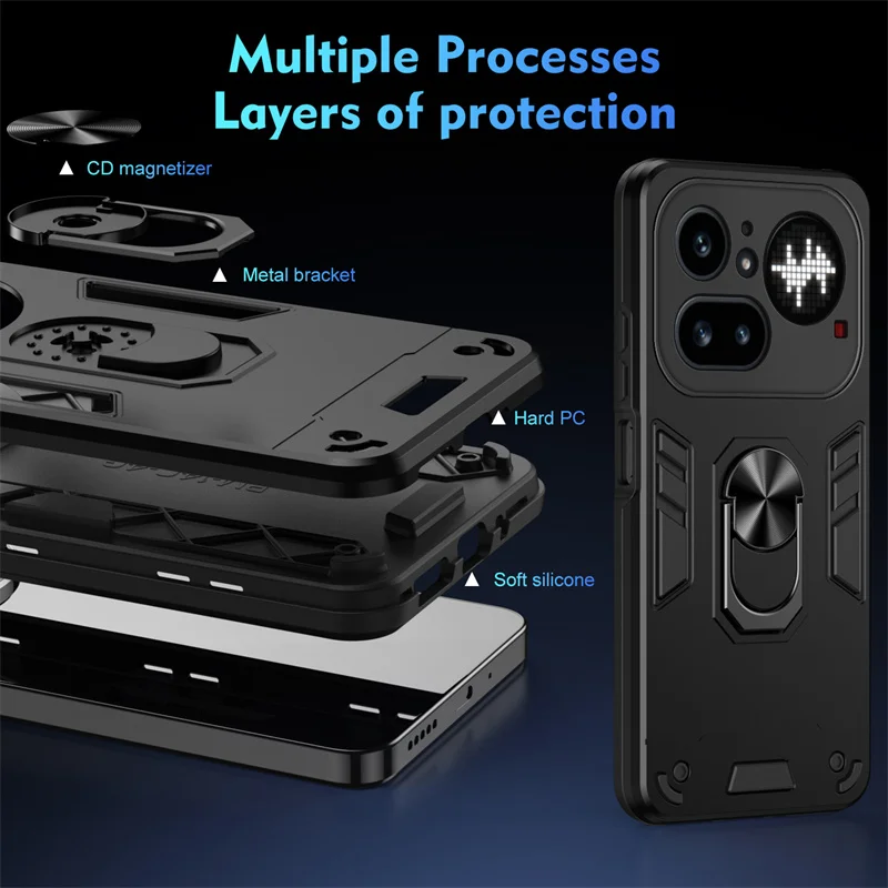 Defender Military Grade Magnetic Ring Stand Holder Case for Nothing Phone 4A 3A 2A Pro Lite Lens Protect Airbag Shockproof Cover view 6