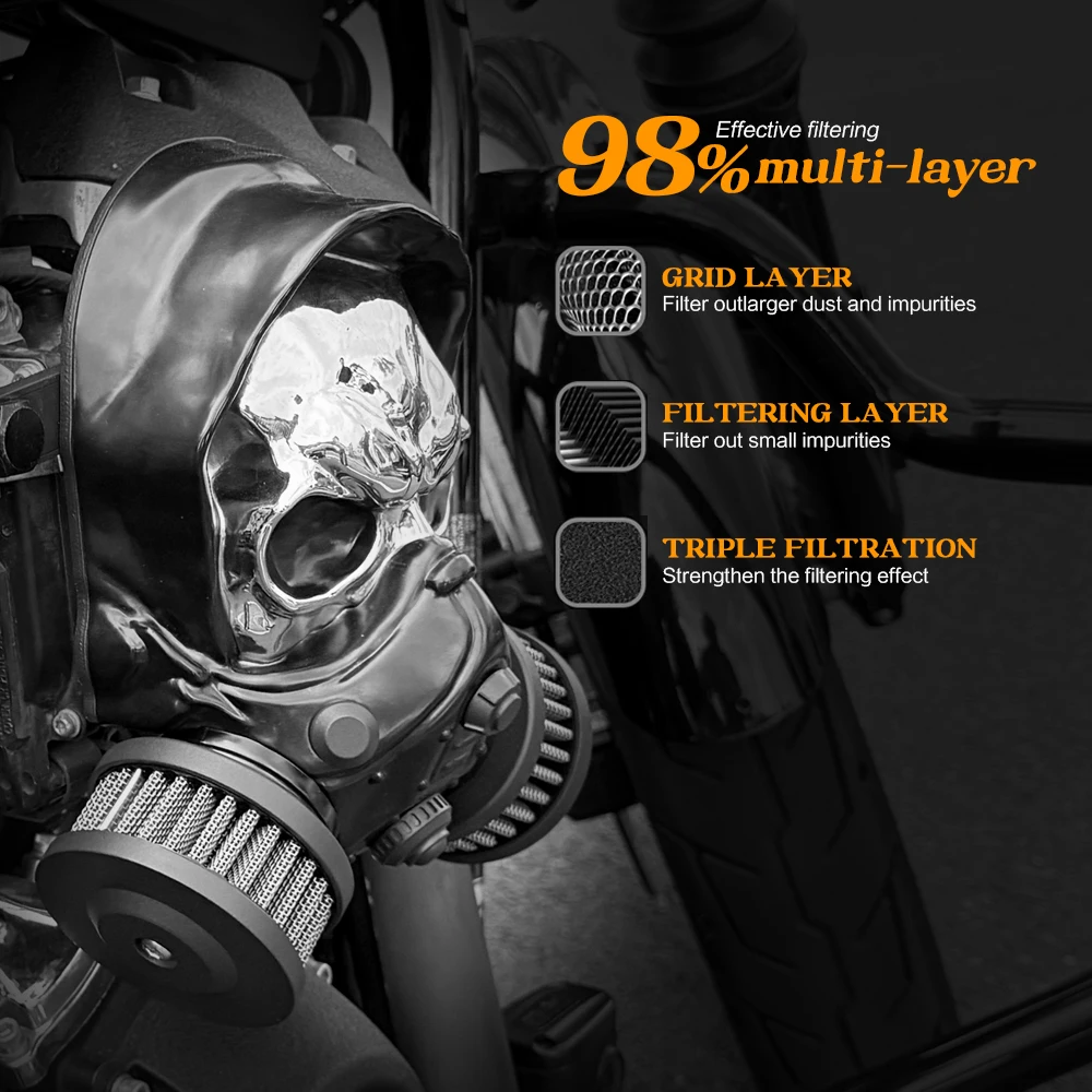 Motorcycle Accessories Air Cleaner Intake Filter System Aluminum Skull Style For Nightster 975 RH975 S 2022 2023 2024 2025 - Image 5