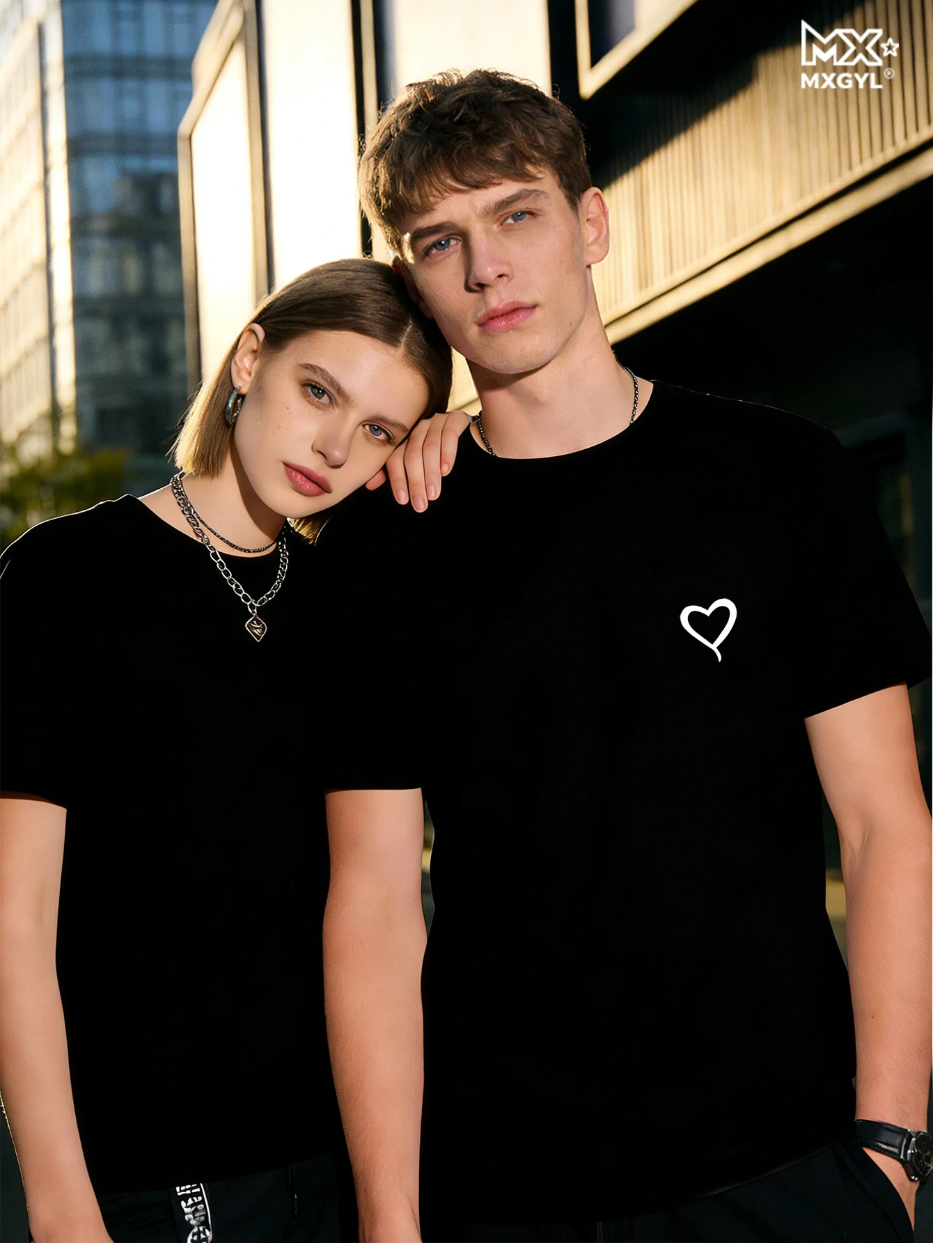 

Новые стильные парные топы с принтом «Любовь», простые, модные, милые, с круглым вырезом, футболки с коротким рукавом, блузки, винтажная одежда с графическим принтом