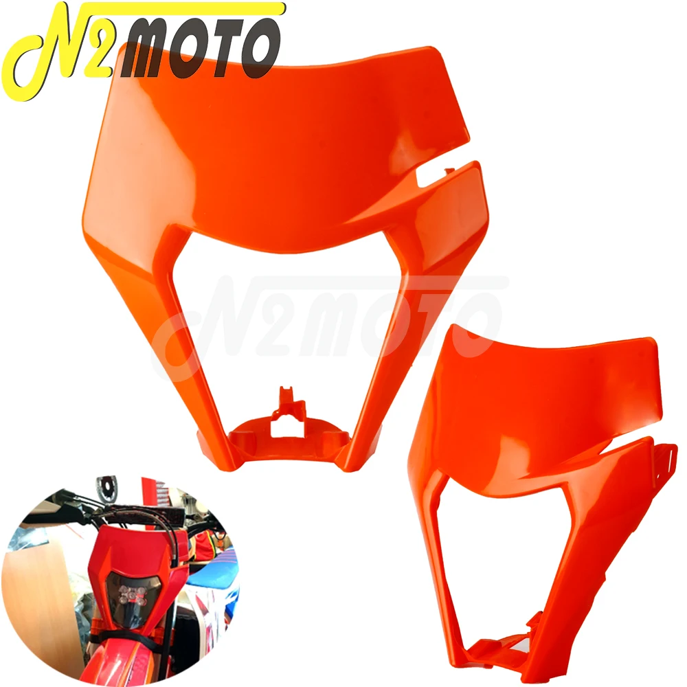 Black White Orange Supermoto Enduro Headlight Cover For EXC EXCF XC XCF XCW XCFW MX SXF Motocross Front Light Lamp Mask Guard