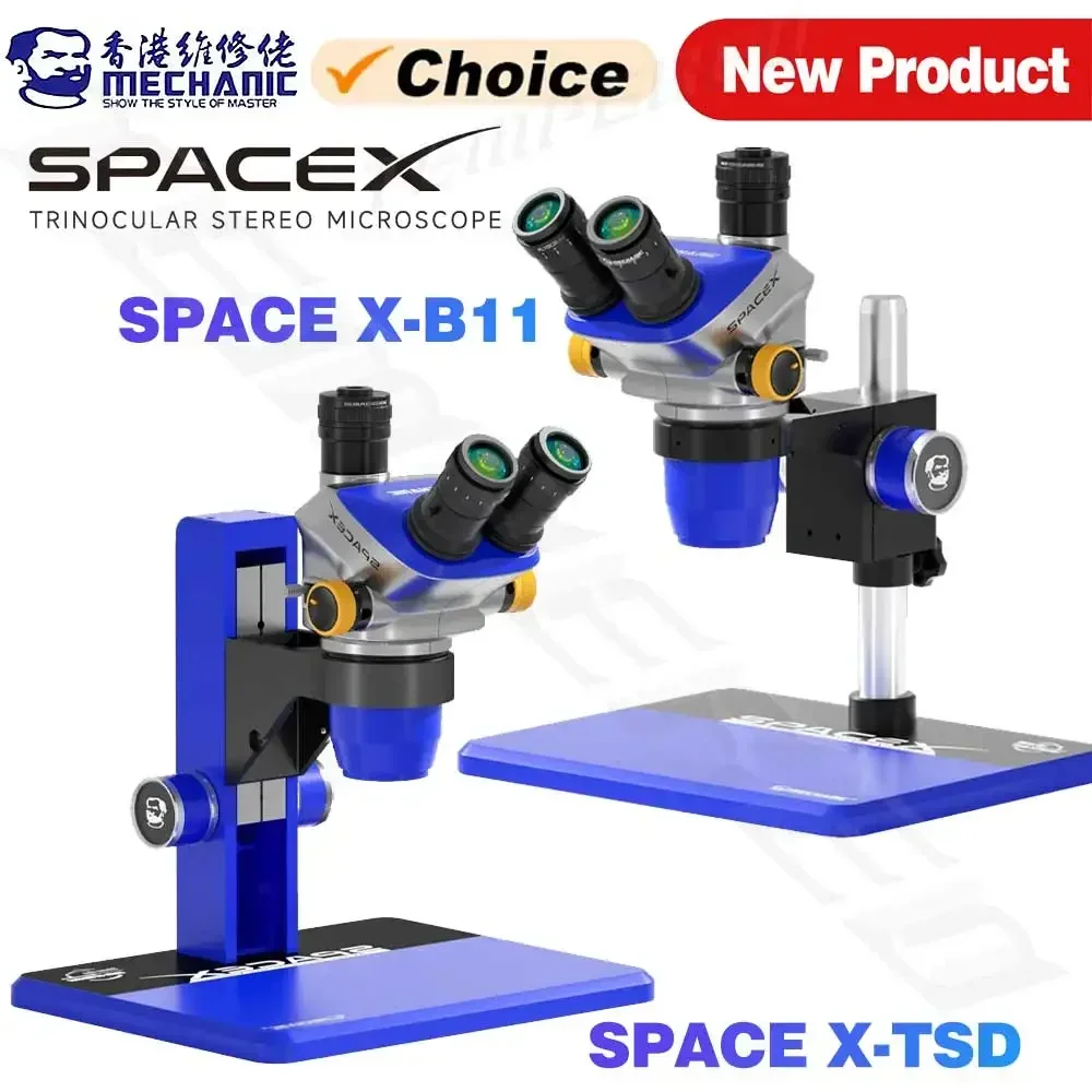 MECHANIC SPACE X-B11/SPACE X-TSD Trinocular Microscope 6.5X-52 X Continuous Zoom for Phones PCB Electronic Welding Repair Tools