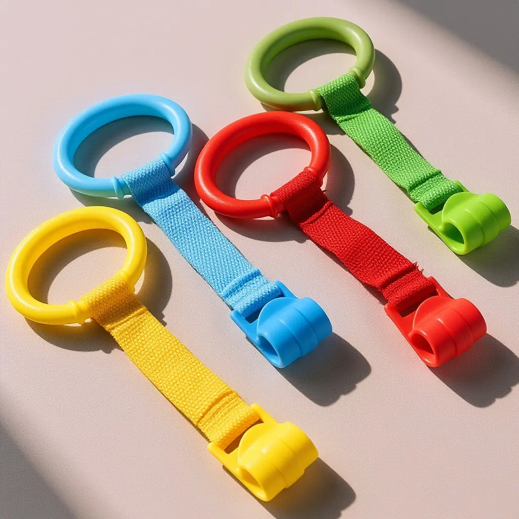 4Pcs Baby Crib Hand Pull Rings Infant Stand Up Support Rings Nursery Cot Learning Tool Portable Baby Pull Ring