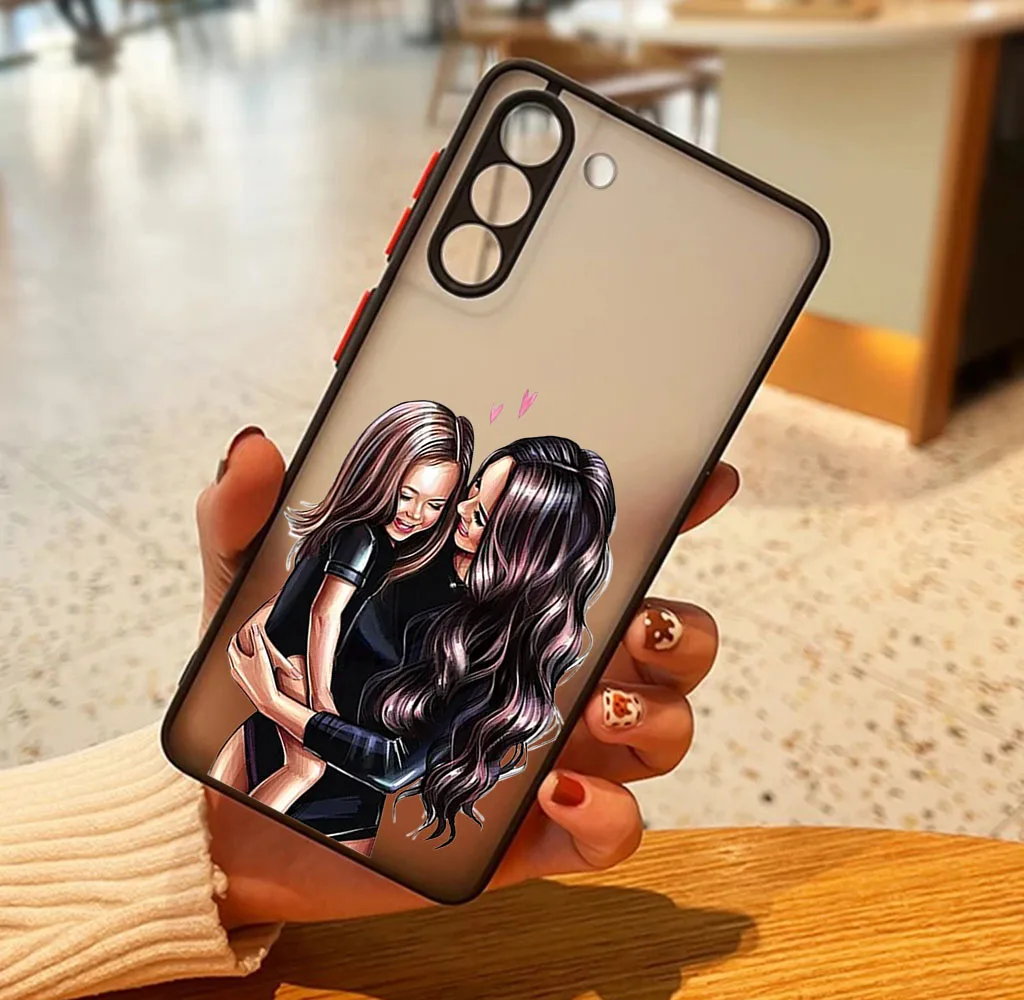 Phone Case For Samsung S21 Plus S24 S23 S22 S20 A53 A54 A71 A72 A73 A34 A51 A52 Brown Hair Baby Mama Girl Translucent Back Cover image 4