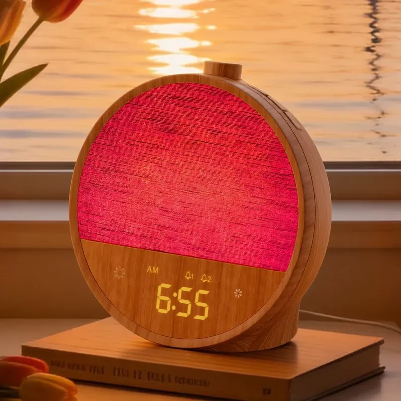Modern Sunrise Alarm Clock with Simulated Natural Light LED Wake Up Lamp Dual Alarm 10 Nature Sounds Dimmable Night Light for