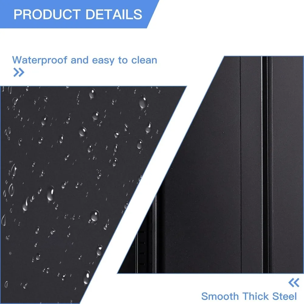 خزانة تخزين معدنية مع بابين ورفين قابلين للتعديل - خزانة حائط جراج 35.5 بوصة، خزانة قفل للمنزل وصالة الألعاب الرياضية