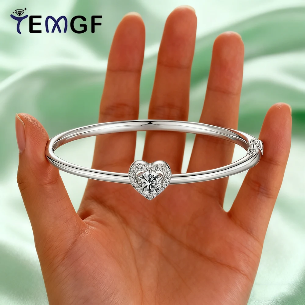 

TEMGF D цвет 5 мм муассанитовые браслеты GRA сертифицированный серебряный браслет 925 пробы для женщин на запястье свадебные ювелирные изделия пара романтический подарок