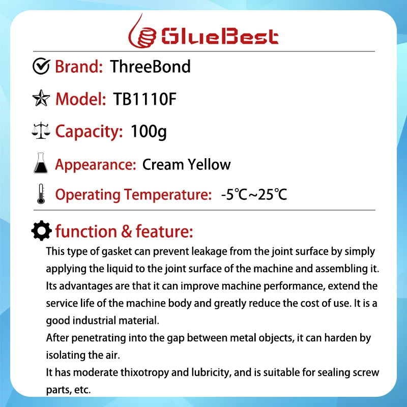 ThreeBond TB1110F Anaerobic Sealant Liquid Washer Screw Industrial Grade Curing Agent TB-1110-F Original Product