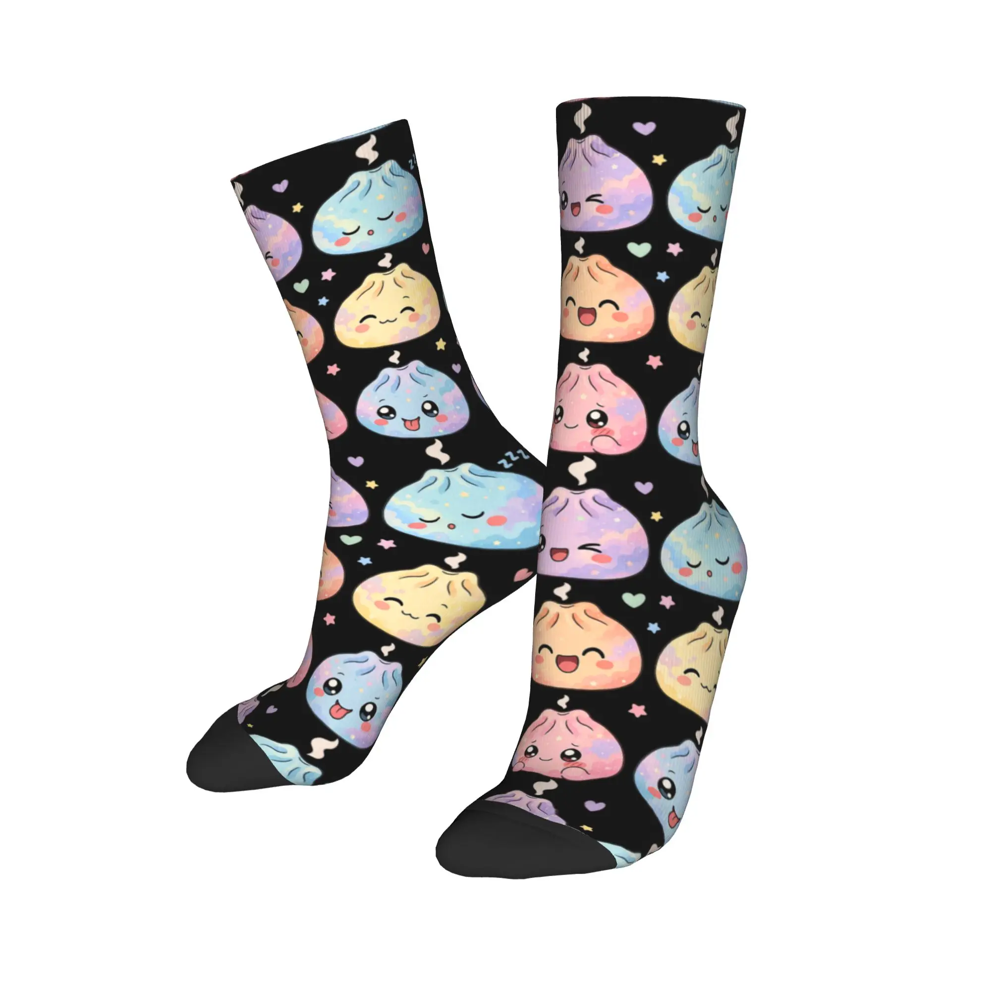 Kawaii Dumpling Cute Pastel Anime Lovers Socks Men's Women's Polyester Funny Happy  Socks High Quality Middle Tube Socks Gifts