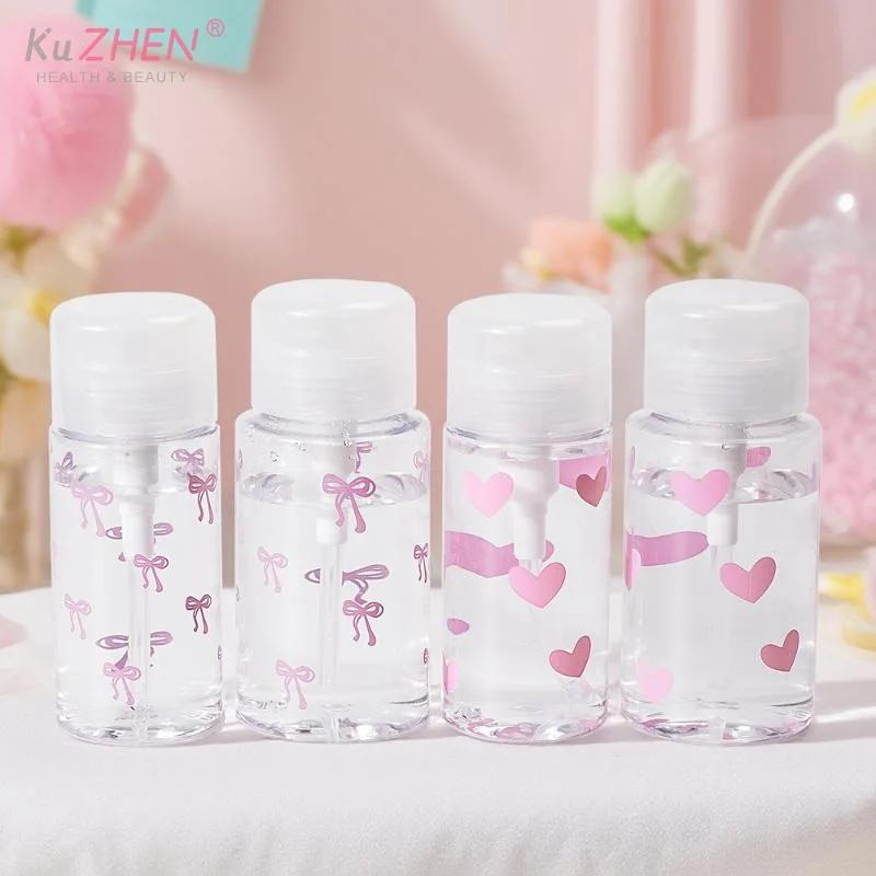 Kunststoff Bogen Herz Presse Pump Flasche Nachfüllbare Spender Flaschen Leere Flasche Zubehör Reinigung Öl Nagellack Entferner