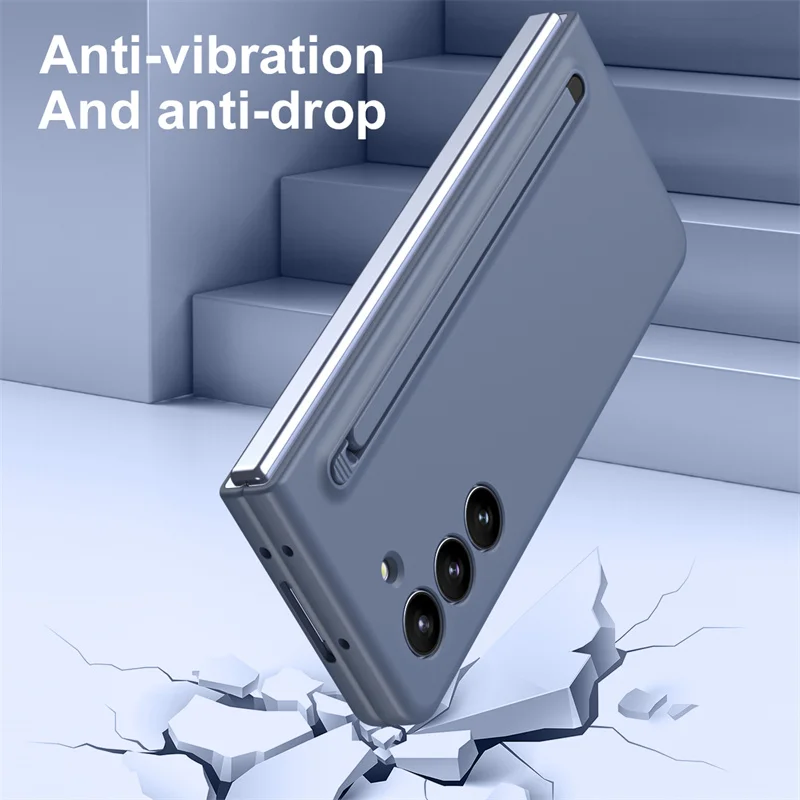 For Samsung Z Fold 5 6 Liquid Silicone Folding Phone Case For Samsung Z Fold 3 4 With Pen Slot Tempered Film Protective Cover - Image 4