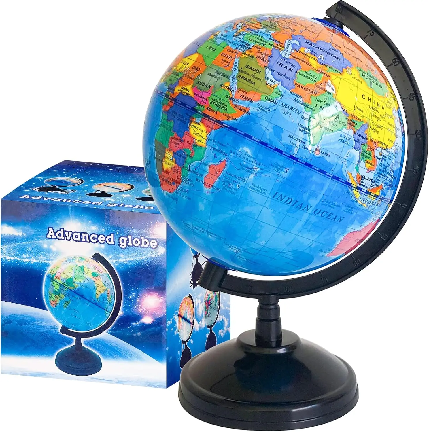 

6'' Educational World Globe for Kids with Rotating Stand, Classroom Geography Teaching Tool and Decorative Map