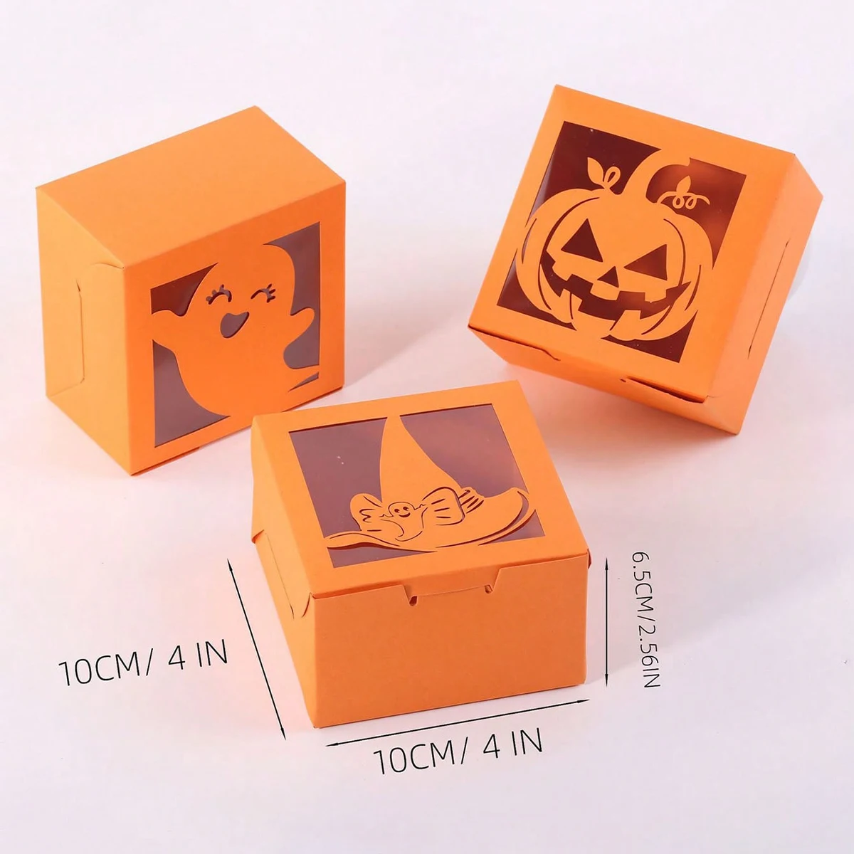 12/24Halloween Paper Gift Boxes PVC Window Biscuit Ghost Favor Candy Boxes Creative Cake Packaging Bag Easter Party Decoration